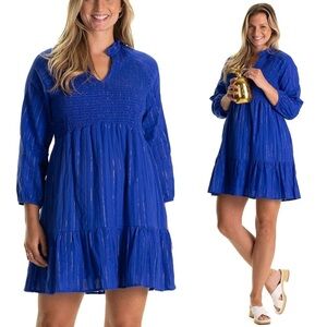 DUFFIELD LANE WREN DRESS BRIGHT BLUE METALLIC Size Small
